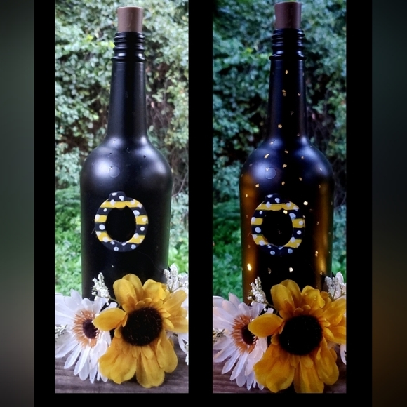 Handcrafted Lighted Sunflower Decor Bottles - Picture 4 of 10